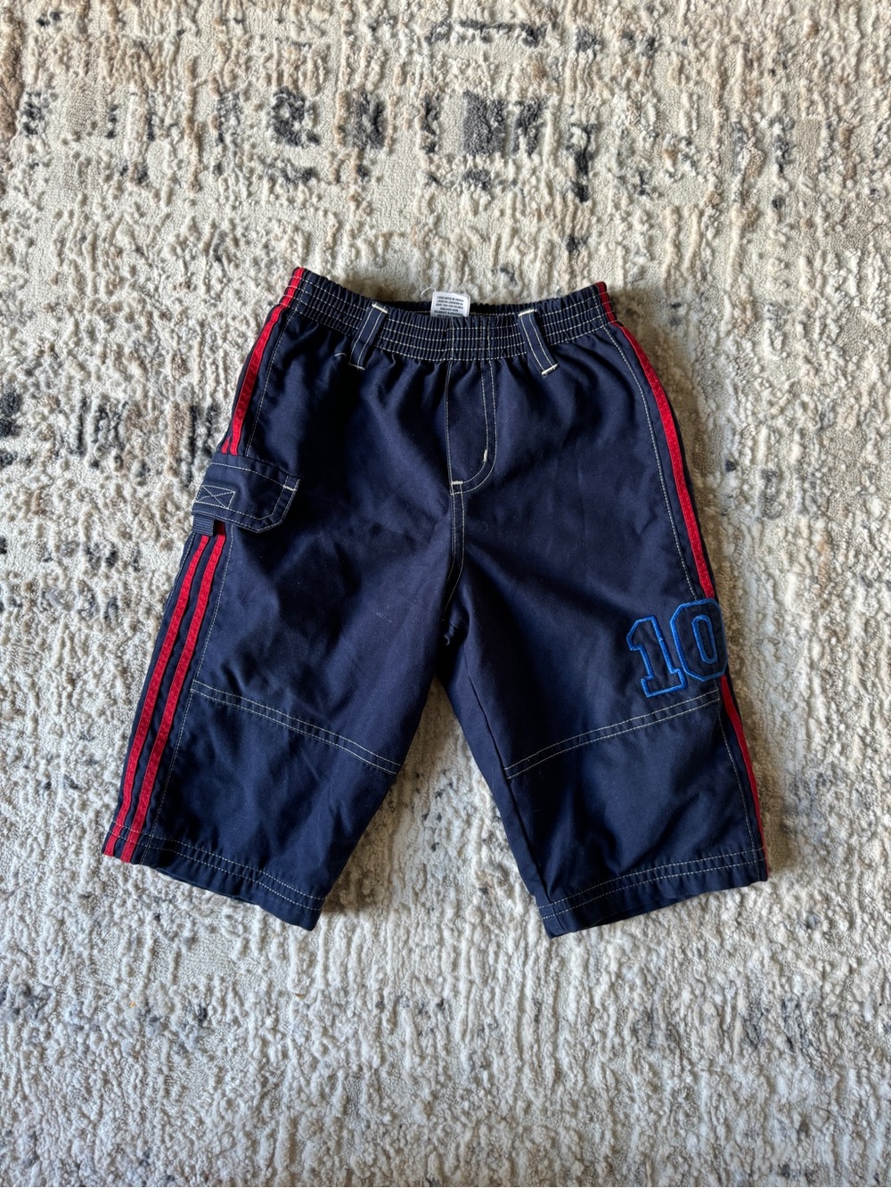 Carter's Navy Shorts with Red Stripes and Blue "10" Patch
